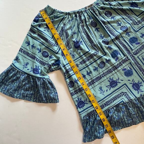 Style & Co Reflect Sea Top Womens XL Petite Blue Teal Bell Sleeve Off Shoulder - Picture 7 of 8